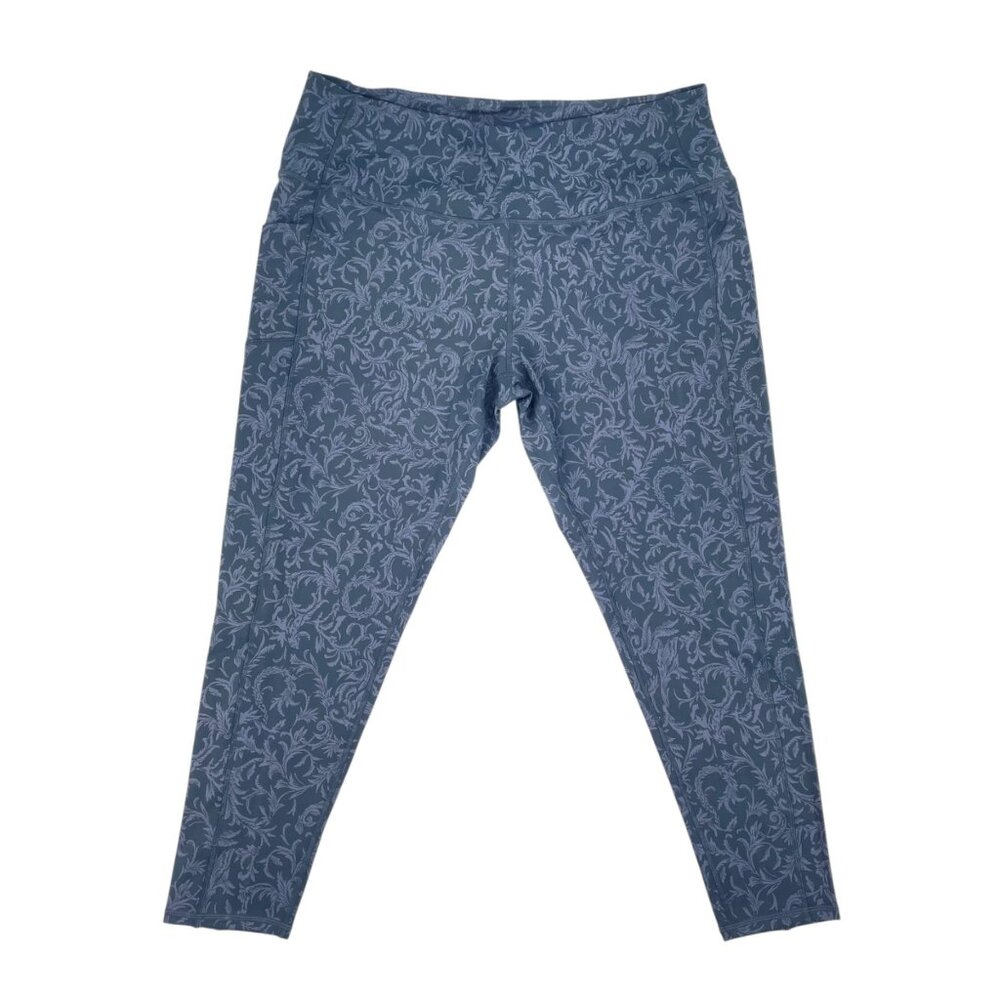 NWT Vera Bradley Gray Glass Vines Paisley Leggings Womens Plus Size 3X Pockets